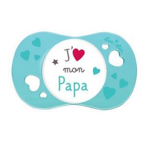Luc et Léa Sucette silicone symétrique "J'aime mon papa" 18 mois +