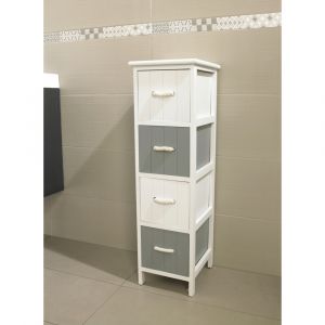 Image de JERSEY Meuble de salle de bain L 25 cm Blanc et gris