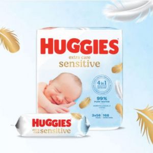Huggies Lingettes b&eacute;b&eacute;, Pour tout le corps, Utilisables d&egrave;s la naissance, Sans parfum, 8x56 lingettes, Pure Extra Care
