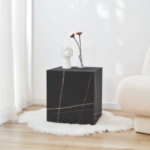 Table d' appoint Ellelu 45 x 40 x 40 cm aspect marbre noir