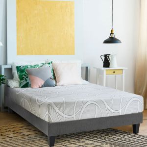 LITERIE | Ensemble Eupraxie 90x190 cm | Matelas Mémoire de forme + Sommier Bois | Mi Ferme Olympe