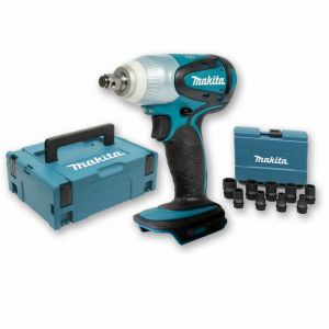 Makita Boulonneuse &agrave; chocs 18V 230Nm 1/2" DTW251 (machine seule) + Coffret 9 douilles + coffret