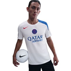 Nike Paris Saint-Germain T-shirt d'Entra&icirc;nement Dri-FIT Strike 3&egrave;me - Blanc/Bleu/Rouge, pointure Large - ['Blanc'] - Taille Large