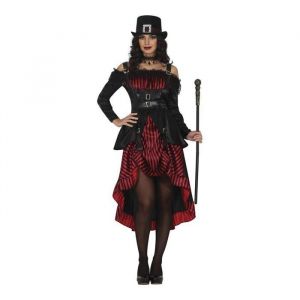 Fiesta guirca FIESTAS | Costume Gothic Woman Adulte (36-38/S) - Robe - Costumes Steampunk, Halloween et Carnaval pour Fêtes Costumées - Idéal pour Femmes - Noir et Rouge