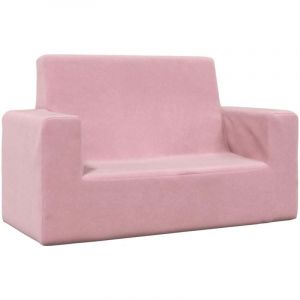 VidaXL Canap&eacute; pour enfants &agrave; 2 places Rose Peluche douce