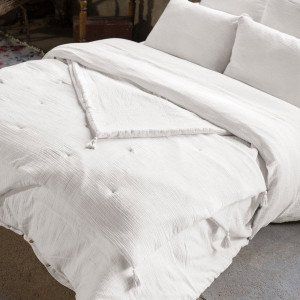 Edredon gaze de coton (150 x 150 cm) Gaïa Blanc