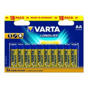 Image de Varta Lot 10 piles AA LR6 Alcaline LongLife