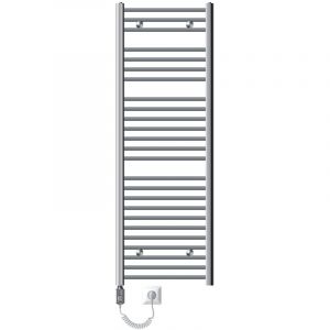 LuxeBath Radiateur Electrique Sahara 500x1500mm, Chrome, Sèche-serviettes en Panneau, Raccordement Latéral Courbé, Barre Chauffante Thermostat 900W,