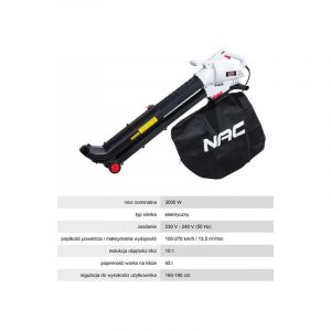 No Name Aspirateur - souffleur - VBE300-AS-G - NAC Souffleur de feuilles électrique 3000 W 250 km/h Noir Blanc