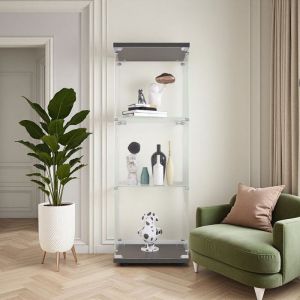 Vitrine pour Collection - Noire - 3 &Eacute;tag&egrave;res - Double Verrou - Verre Tremp&eacute; S&eacute;curis&eacute;