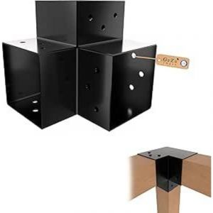 GeZu Impex Connecteur de Poteau Y 91x91 mm Noir Thermolaqu&eacute; Pergola Connecteur D&rsquo;Angle Droit 3 Voies Pavilon Support de Menuiserie DIY