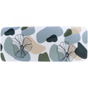 Tendance Grand Tapis de salle de bain en Microfibre 45 x 120 cm déco Flowers Bleu et Vert