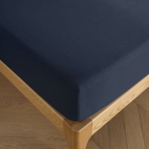 Drap housse 140 x 190 cm bonnet 30 cm 'Pr&eacute;mium' pour lit 2 places - Pr&eacute;mium Bleu Nuit