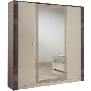 Panaca - Armoire 4 Portes Coloris Crème et Bronze