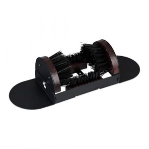 Relaxdays Gratte-Pieds avec brosses Tout Autour, paillasson ext&eacute;rieur, Poils Robustes, Fixation au Sol, Noir/Marron