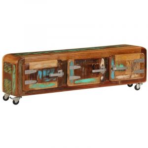 Meuble télé buffet tv télévision design pratique 120 cm bois de récupération m if 2502284