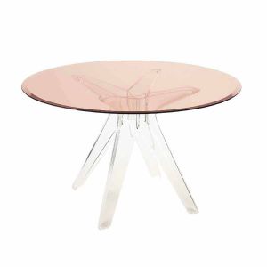 Kartell Table ronde Sir Gio / Verre - Ø 120 cm rose/transparent en verre/matière plastique