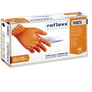 Reflexx N85 / L Gants de nitrile à poignée complète, grand, orange, paquet de 50