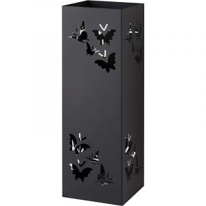 Baroni Home - Porte Parapluie en M&eacute;tal en Style Moderne avec Papillons, Porteparapluies avec Crochets et Bac d'&eacute;gouttement Amovible 49x15,5x15x5 cm