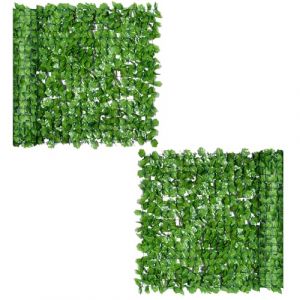 Outsunny Lot de 2 Haies artificiels érable Brise-Vue décoration Rouleau 3L x 1H m Feuillage réaliste Anti-UV Vert
