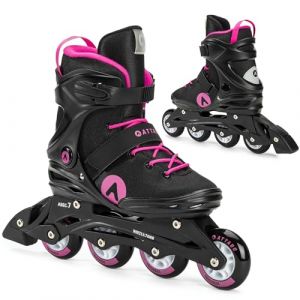 ATTABO Roller Fitness Cyclone Taille 37 EU Roues ABEC-7 PU 82A Couche Semi-Dure TPR Frein Confort Stabilité Ajustement Trois Niveaux Matériaux Durables Couleur Noir/Rose