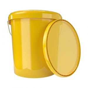 Seau avec couvercle Seau à vide en plastique poignée 15,9l alimentaire jaune clair