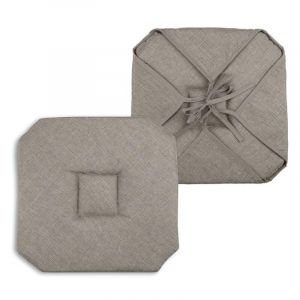 LOVELY CASA Coussin galette de chaise 4 rabats 40x40cm jute chinee