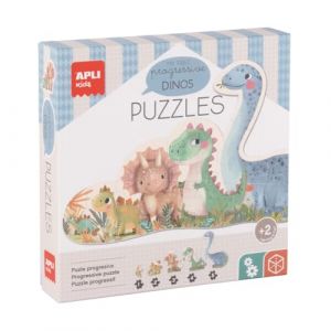 Apli Kids 20124 - Mes Premiers Dinos, Puzzle progressif Enfant d&egrave;s 2 Ans, Jeu &eacute;ducatif, Dinosaures, 5 Puzzles, 15 Grandes pi&egrave;ces.