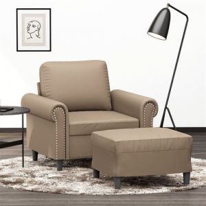 Fauteuil avec repose pied Cappuccino 60 cm Similicuir
