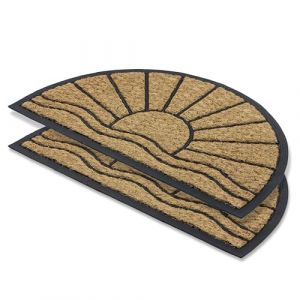 Astra Paillasson Soleil demi-rond Lot de 2 45x75 cm, coco et caoutchouc