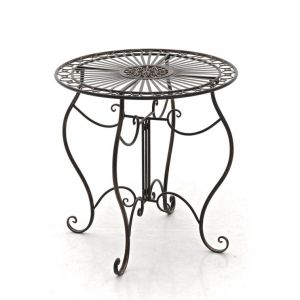 Image de CLP Table de Jardin Ronde Indra avec Diamètre Ø 70 cm | Table en Fer Forgé pour Usage Extérieur au Jardin, sur la Terrasse ou au Balcon | Piètement Galbé en Métal, Couleur au Choix: Bronze