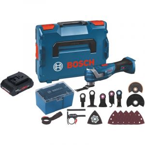 Bosch Gop 18V-34 Professional Cutter multifonctions sans fil 18 v Starlock Plus + 1x batterie ProCore 4,0 Ah + 17 pces. d'accessoires + L-Boxx - sans