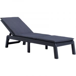 Image de Keter Chaise longue de jardin inclinable Formentera avec coussin - Graphite Aspect bois