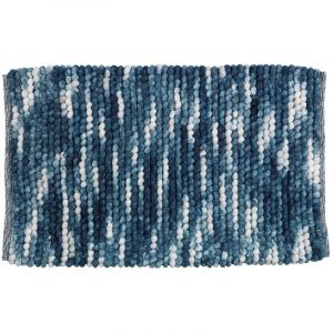 Image de Wenko Tapis de bain design Urdu - L. 60 x l. 90 cm - Bleu - Bleu foncé