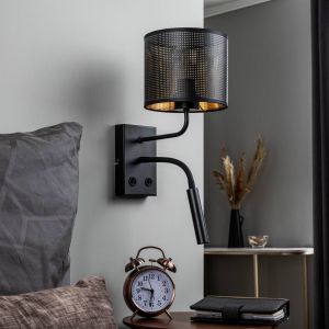 Applique murale LOFT SHADE 1xE27/60W+1xG9/8W/230V noir/dor&eacute;