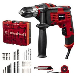 Einhell Visseuse-perceuse à percussion TC-ID 1000 E Kit +64 (1 010 W, variateur électronique, mandrin auto-serrant 13 mm, fréquence de frappe 48 000 coups/min, avec kit de 64 accessoires et coffret)