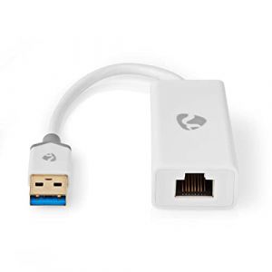 Nedis Adaptateur USB-A | USB 3.2 Gen 1 | Connecteur USB-A | Prise RJ45 | 1 Gbps | 0,20 m | Rond | Plaqué Or | PVC | Blanc | Boîte