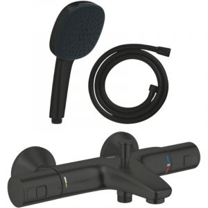 Grohe Pack mitigeur Thermostatique bain douche Precision Start + Douchette 2 jets Vitalio Comfort 110 et flexible