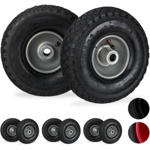 Relaxdays Roue de diable, roue brouette, lot de 8, roue de rechange, caoutchouc 3.00-4, 100 kg, 260 x 85 mm, noir-gris
