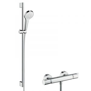 Hansgrohe Croma Select S Set de douche mural 72cm robinet thermostatique Chrome - Chrome/blanc
