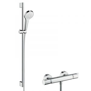 Image de Hansgrohe Croma Select S Set de douche mural 72cm robinet thermostatique Chrome - Chrome/blanc