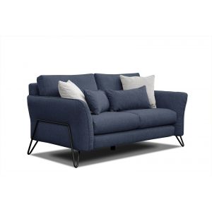 Canapé droit 2 places tissu bleu foncé - LOREM