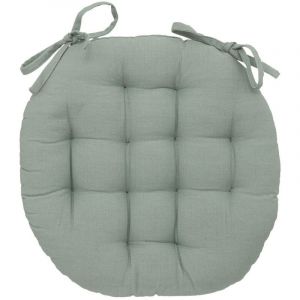 Atmosphera Galette de chaise Anjali en coton D38cm vert céladon créateur d'intérieur - Vert céladon