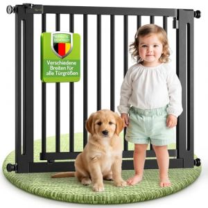 Barri&egrave;re de s&eacute;curit&eacute; b&eacute;b&eacute; escalier 95&ndash;103 cm &ndash; Bois h&ecirc;tre noir &ndash; Sans per&ccedil;age &ndash; Double ouverture &ndash; Miko &ndash; BOMI