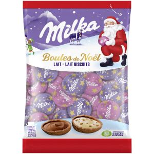 Milka Boules de Noël - Chocolats de Noël - 2 Goûts : Lait et Lait Biscuits - Chocolat à Offrir - Idée Cadeau - 350 g