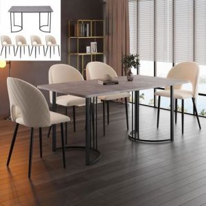 Image de Table à manger avec 4 chaises - JAERLIUB - Salle à manger - Beige - 4 places - Rectangulaire