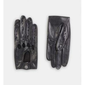 Galeries Lafayette Gants tactiles Sisele perforés cuir Noir