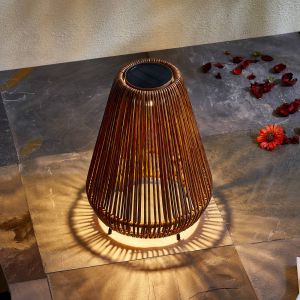 Lindby Amaria lampe solaire LED rotin foncé