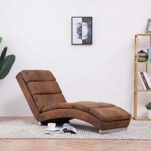 VidaXL Chaise Longue Similicuir Daim Marron - Brun