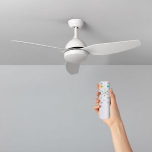 Ventilateur de Plafond Silencieux Woolworth Blanc 127cm Moteur dc,, Télécommande, Avec Lumière
